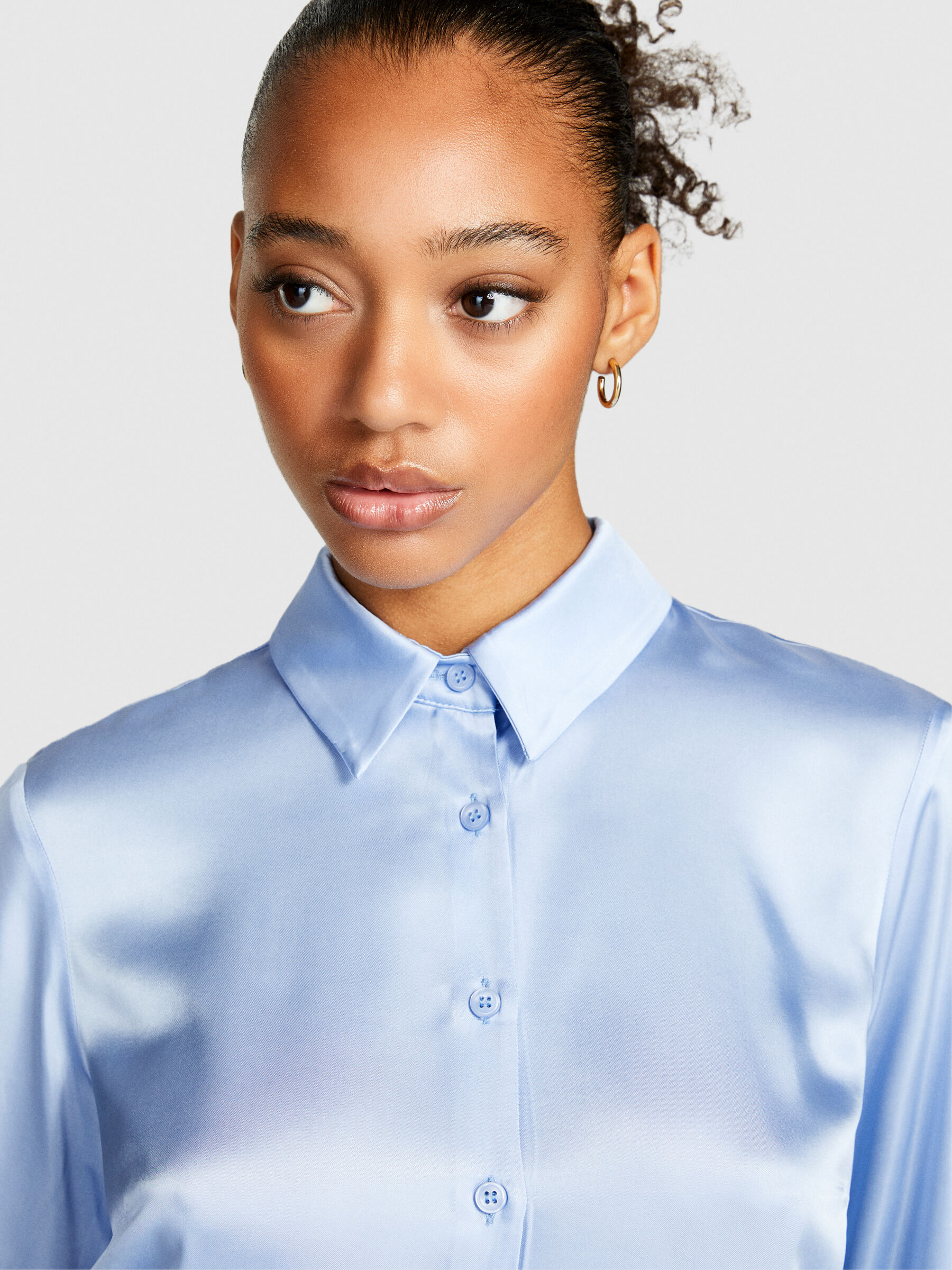 Camicia raso blu online