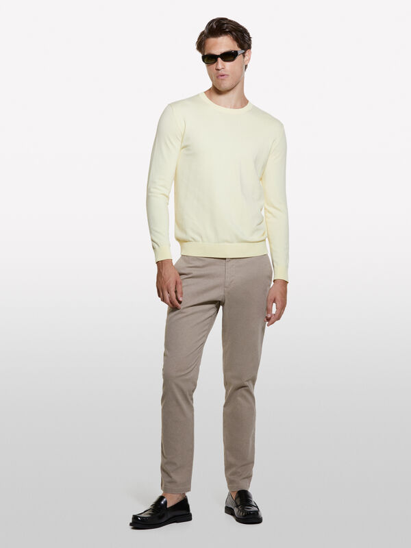 Chino slim fit beige stampati - pantaloni slim da uomo | Sisley