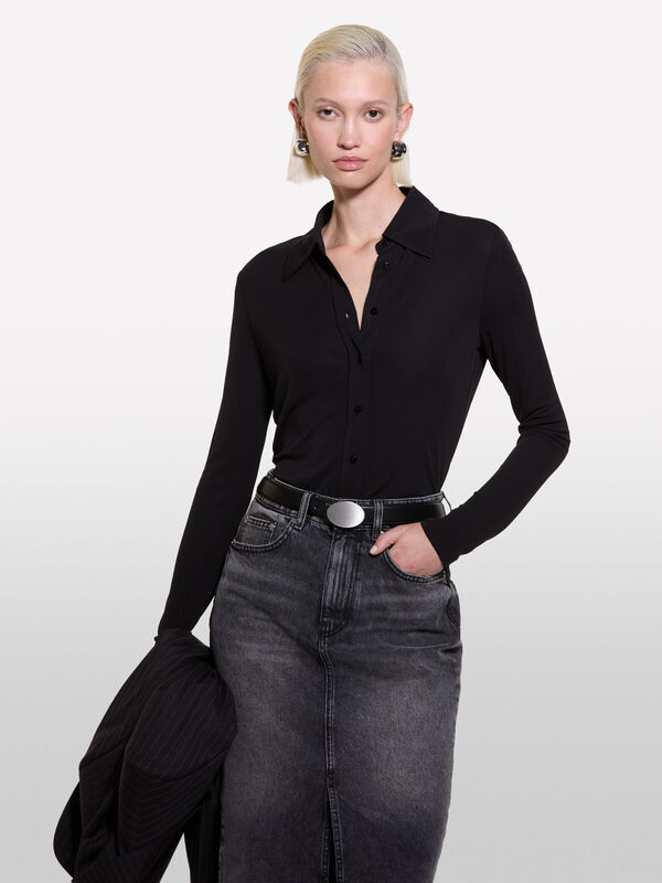 Camicia nera slim fit - camicie da donna | Sisley