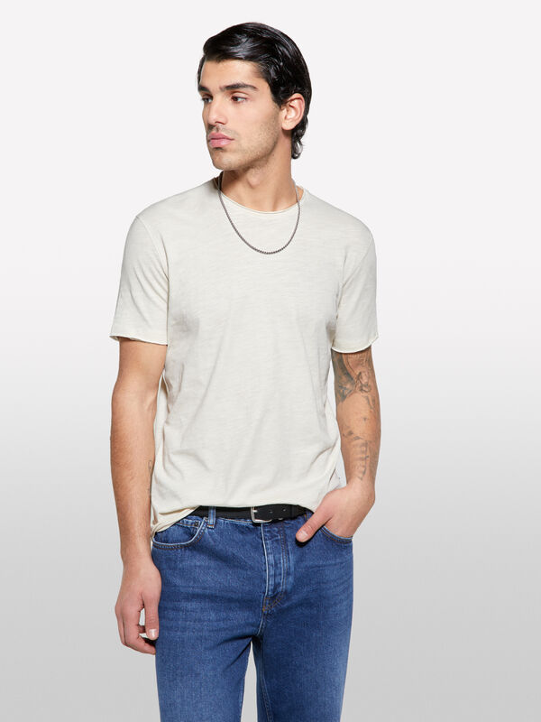 T-shirt a maniche corte slim fit beige chiaro - t-shirt a manica corta da uomo | Sisley
