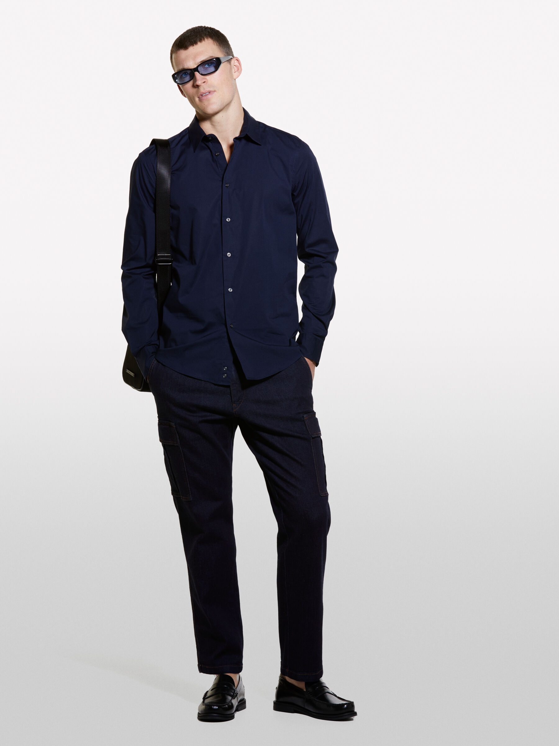 Camicia slim fit blu scuro Blu Scuro Sisley