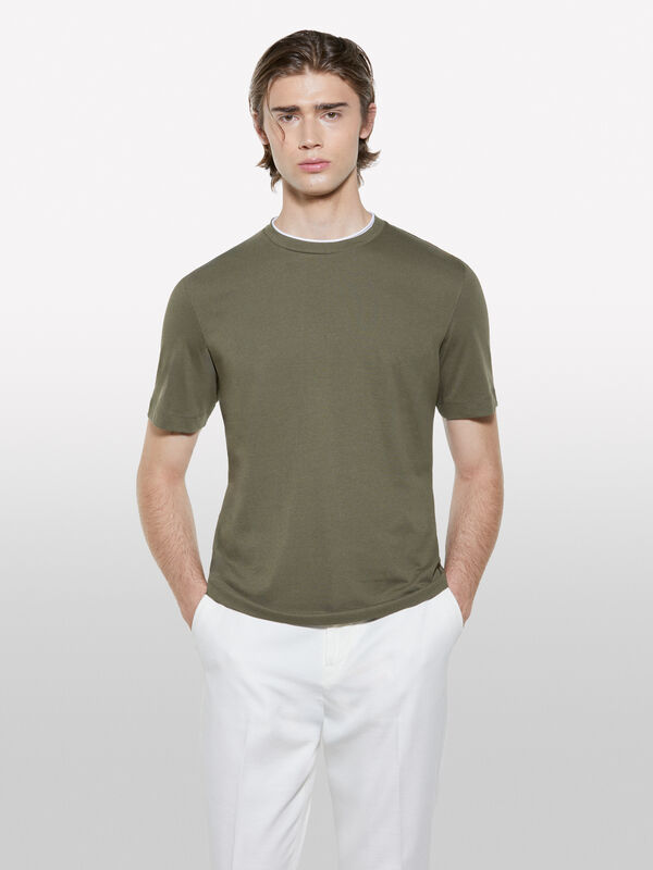 T-shirt verde militare con contrasto - t-shirt a manica corta da uomo | Sisley