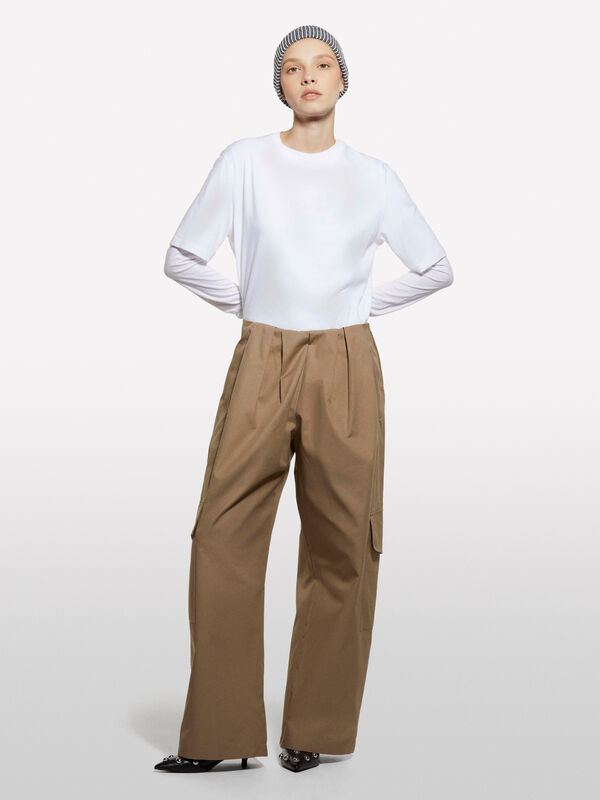 Pantaloni cargo beige con pieghe - pantaloni joggers da donna | Sisley