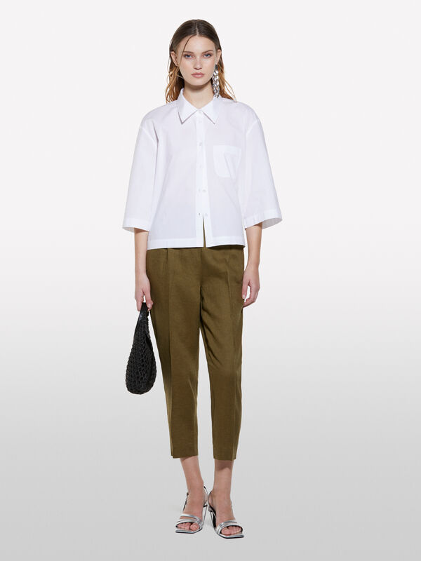 Joggers verde militare in 100% lino - pantaloni joggers da donna | Sisley