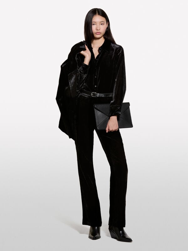 Camicia nera in velluto - camicie da donna | Sisley