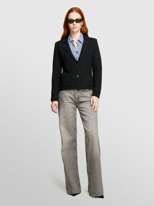 Blazer in maglia nero - cardigan da donna | Sisley