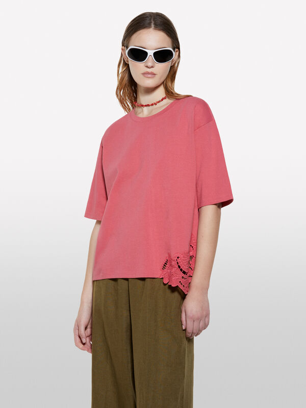 T-shirt fard con ricamo asimmetrico - t-shirt a manica corta da donna | Sisley