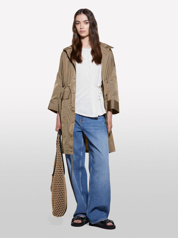 Parka marrone effetto stropicciato - giacche e giubbotti da donna | Sisley