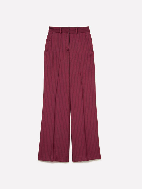 Pantaloni rosa blush a righe - pantaloni palazzo da donna | Sisley