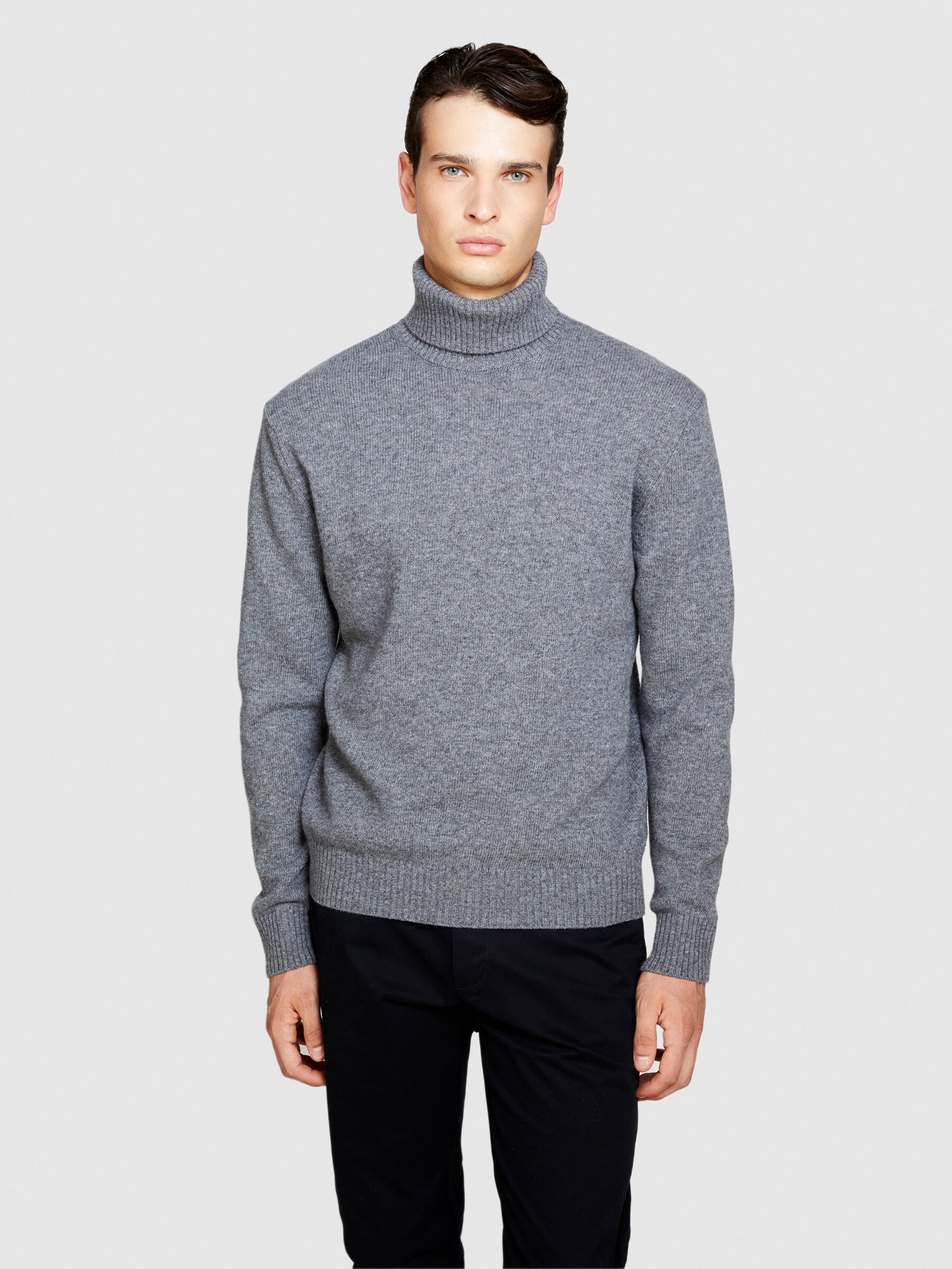 Maglia collo alto in misto lana Grigio Uomo Sisley