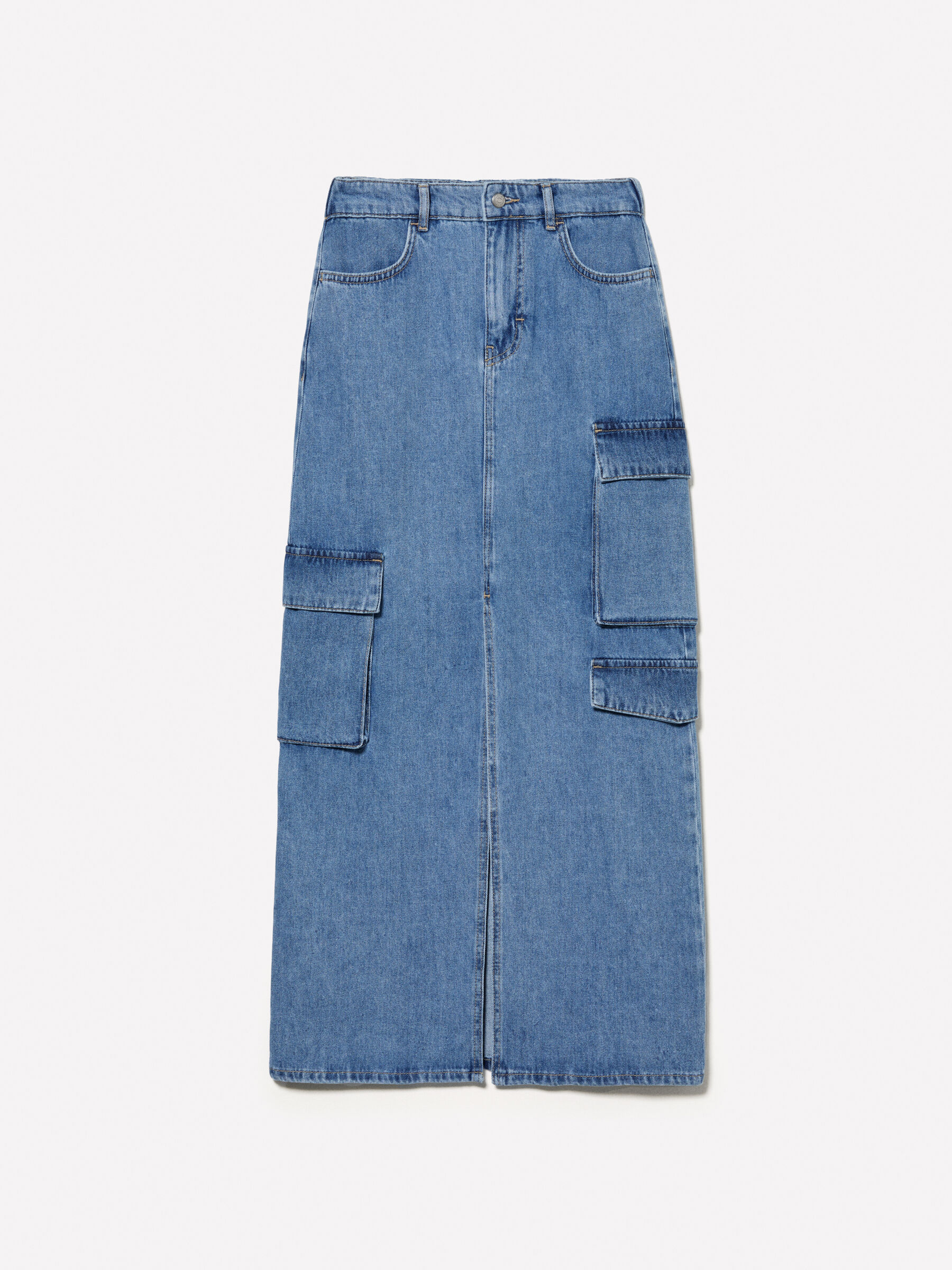 Gonna di jeans blu con spacco Blu Sisley