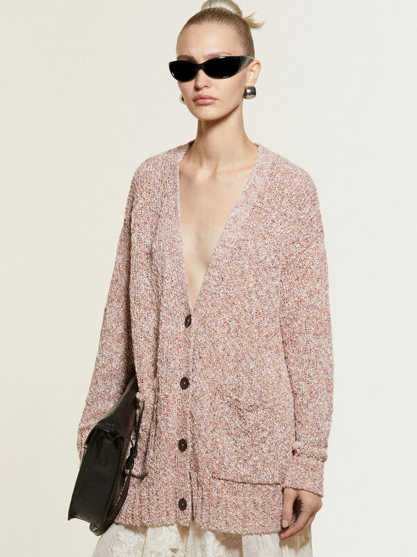 Maxi cardigan rosa - cardigan da donna | Sisley