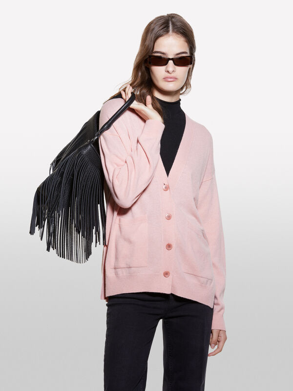 Cardigan rosa con spacchi - cardigan da donna | Sisley