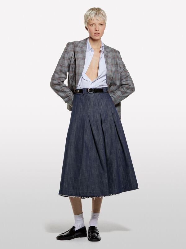 Gonna a ruota in denim blu - gonne midi, longuette donna | Sisley