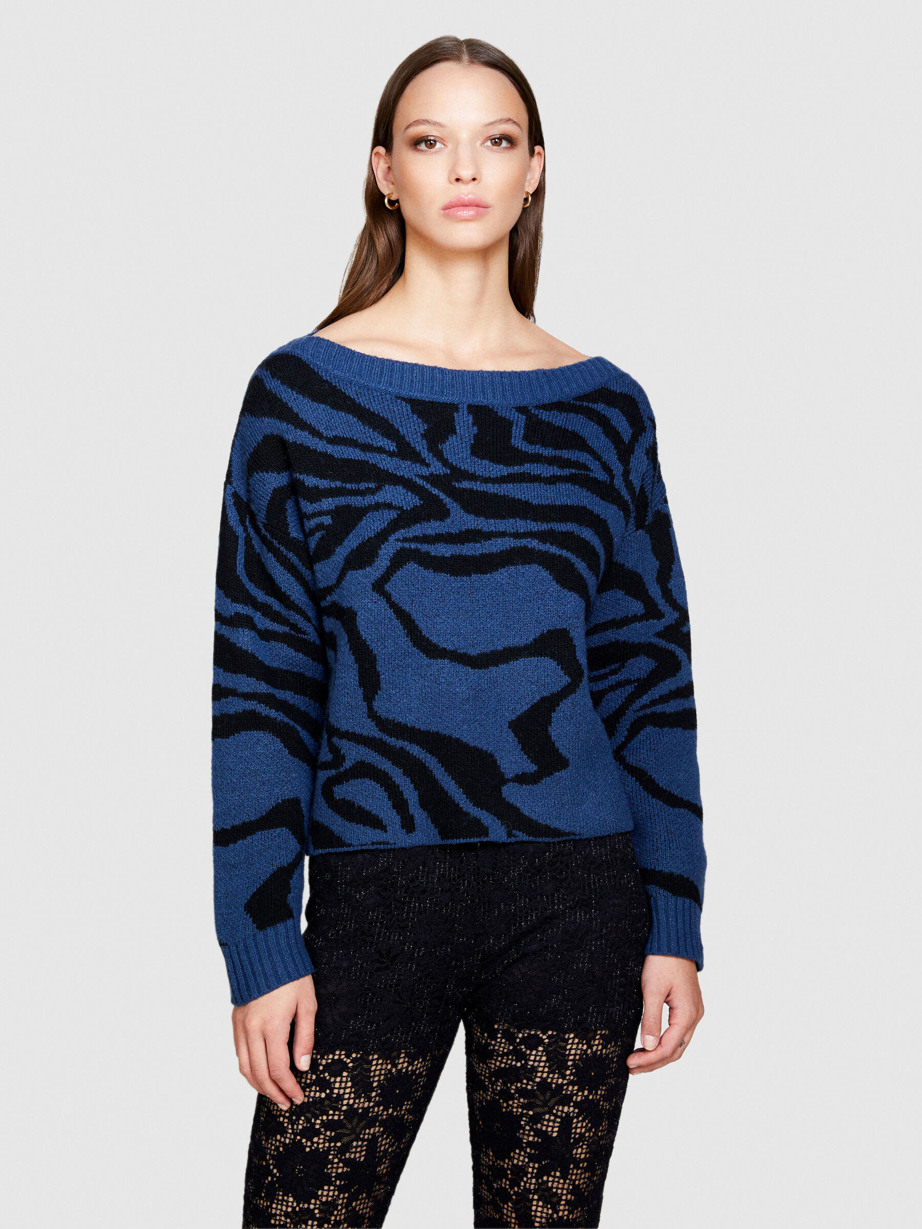 Maglia zebrata Blu Scuro Donna Sisley