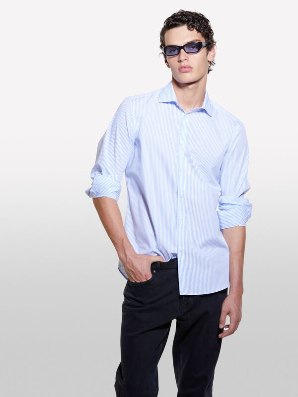 Camicia slim fit azzurra - camicie slim fit da uomo | Sisley