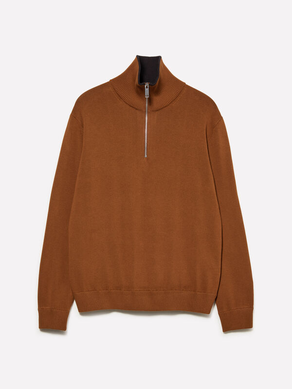 Maglia cammello con zip	 - maglie collo alto da uomo | Sisley