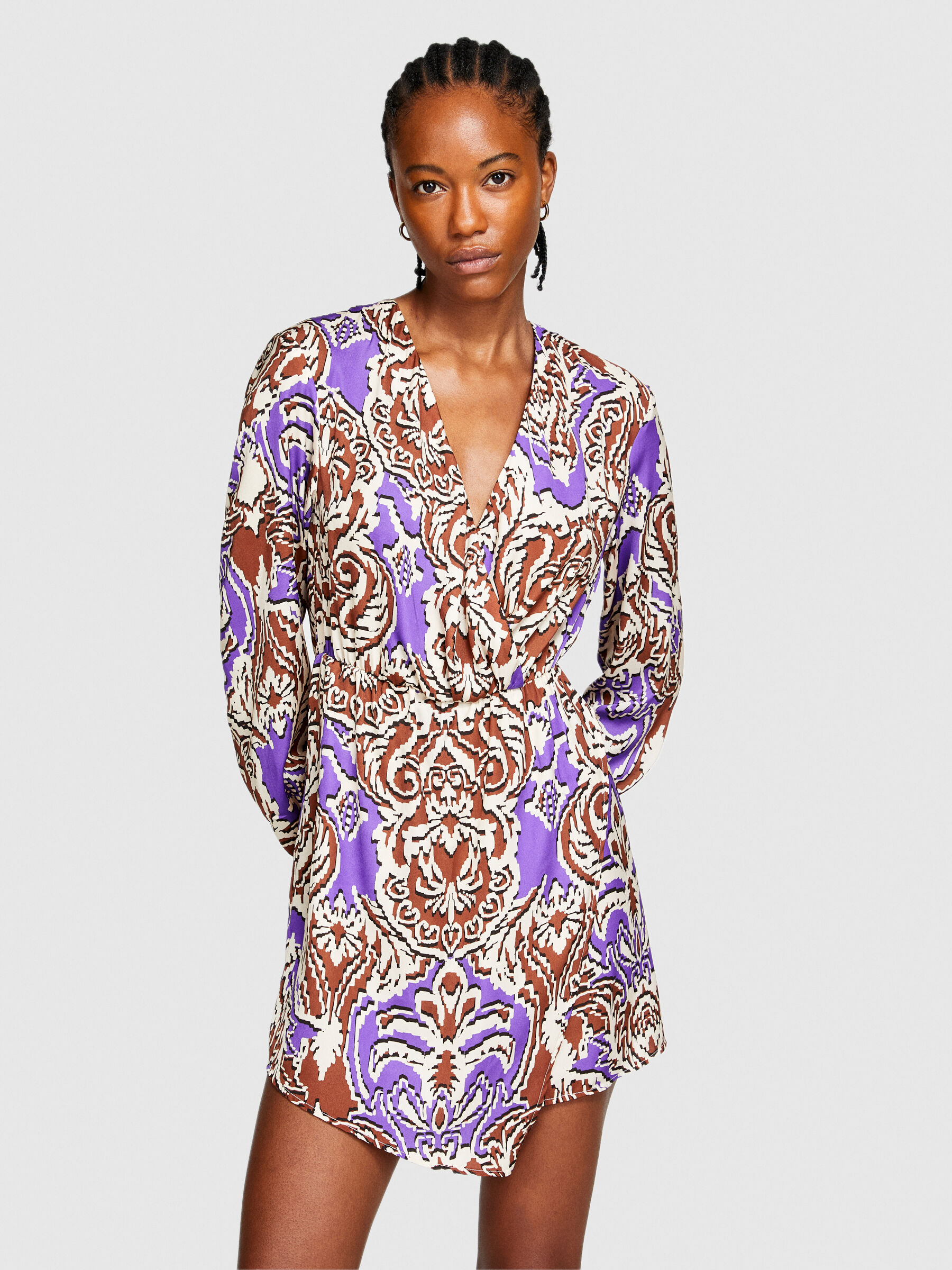 Vestito incrociato in satin Multi color Donna Sisley