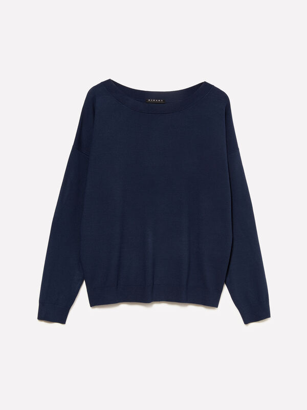 Maglia blu marino con scollo a barca - maglie scollo a barchetta da donna | Sisley