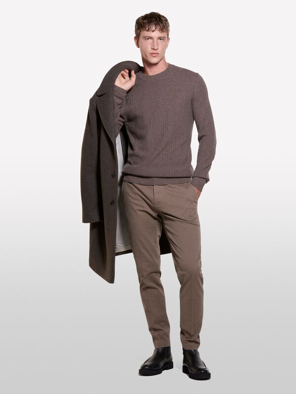 Maglia marrone in punto 3D - maglie girocollo da uomo | Sisley