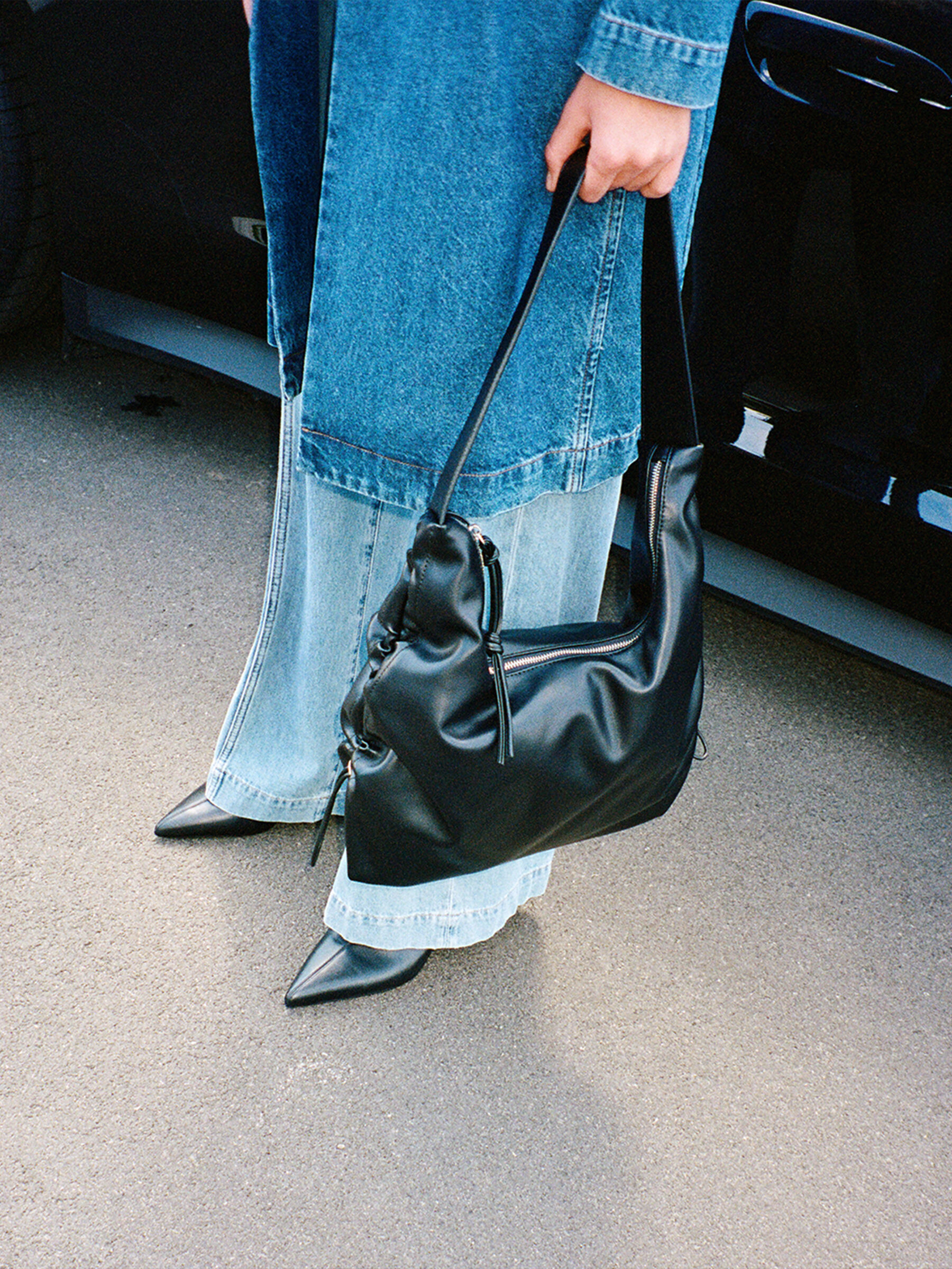 Borsa nera con coulisse Nero Sisley