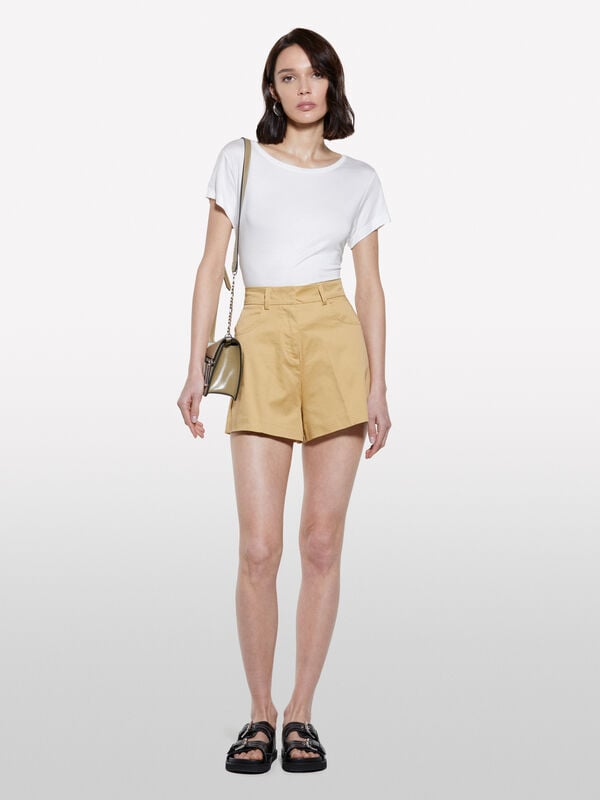 Shorts senape a vita alta - pantaloni shorts da donna | Sisley