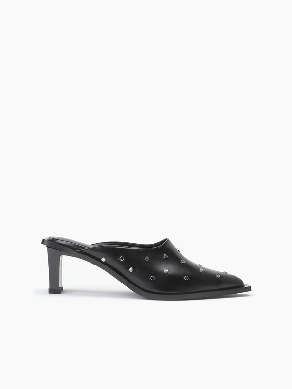 Mules nere in pelle con borchiette - sisley k scarpe con tacco | Sisley K