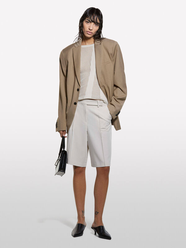 Maglia beige lavorata - maglie girocollo da donna | Sisley