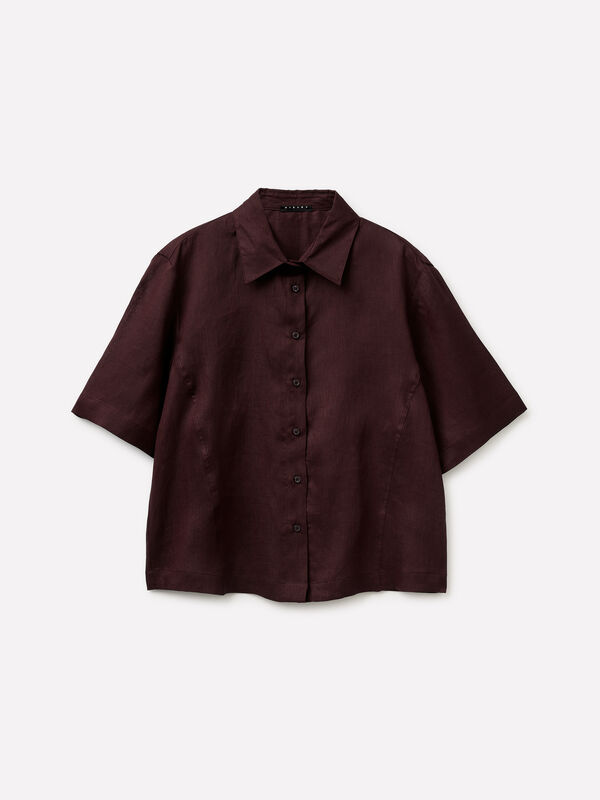 Camicia a manica corta 100% lino - camicie da donna | Sisley