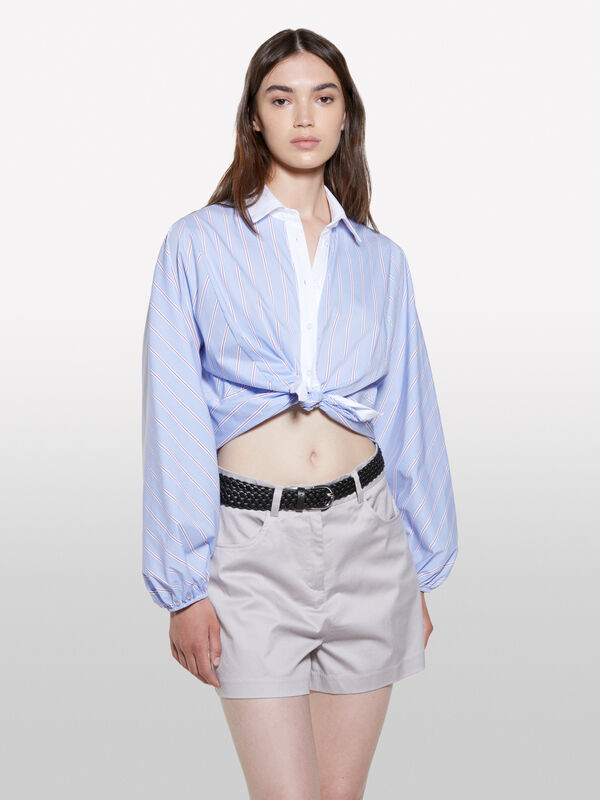 Camicia a righe azzurre con contrasto - camicie da donna | Sisley