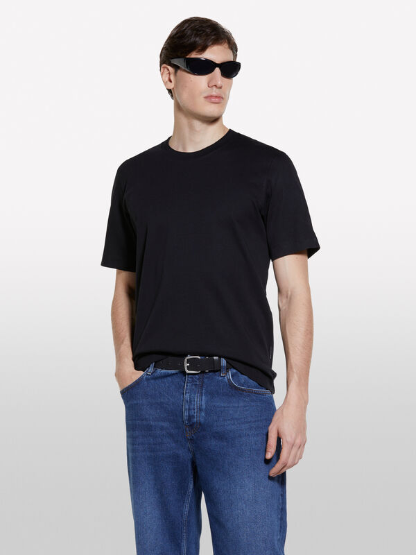 T-shirt regular fit nera - t-shirt a manica corta da uomo | Sisley