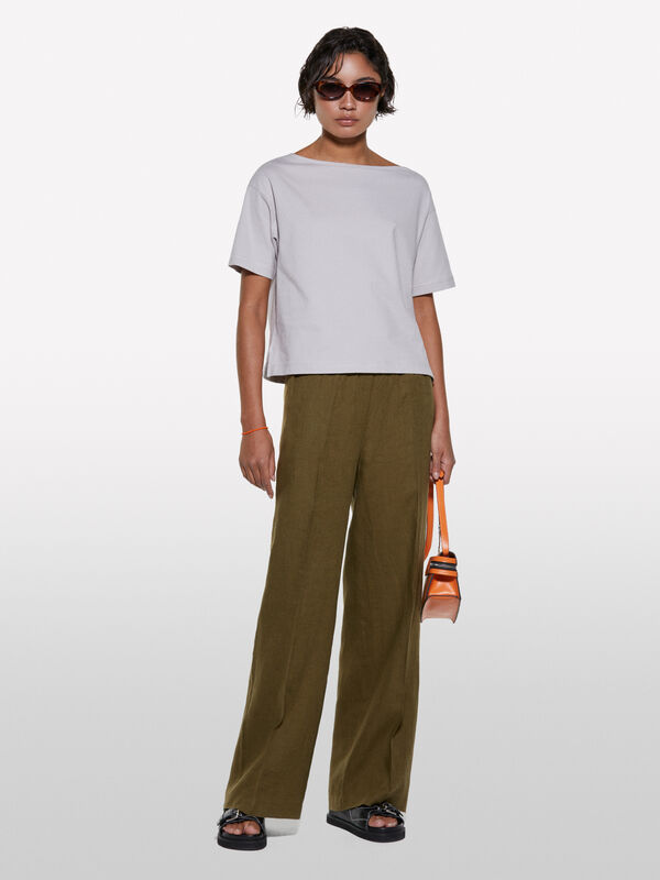 T-shirt cropped grigia boxy fit - t-shirt a manica corta da donna | Sisley