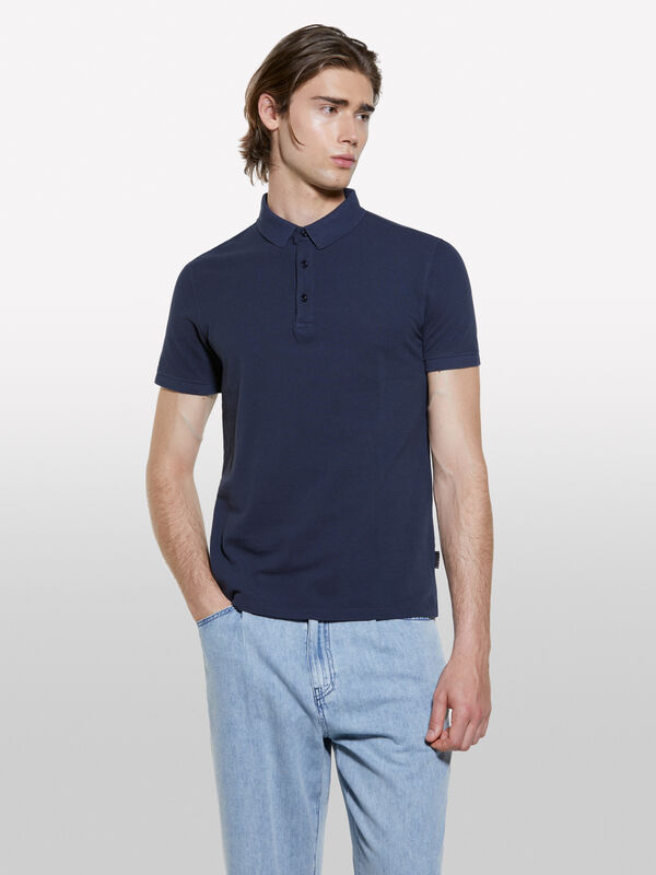Polo blu scuro 100% cotone - polo da uomo | Sisley