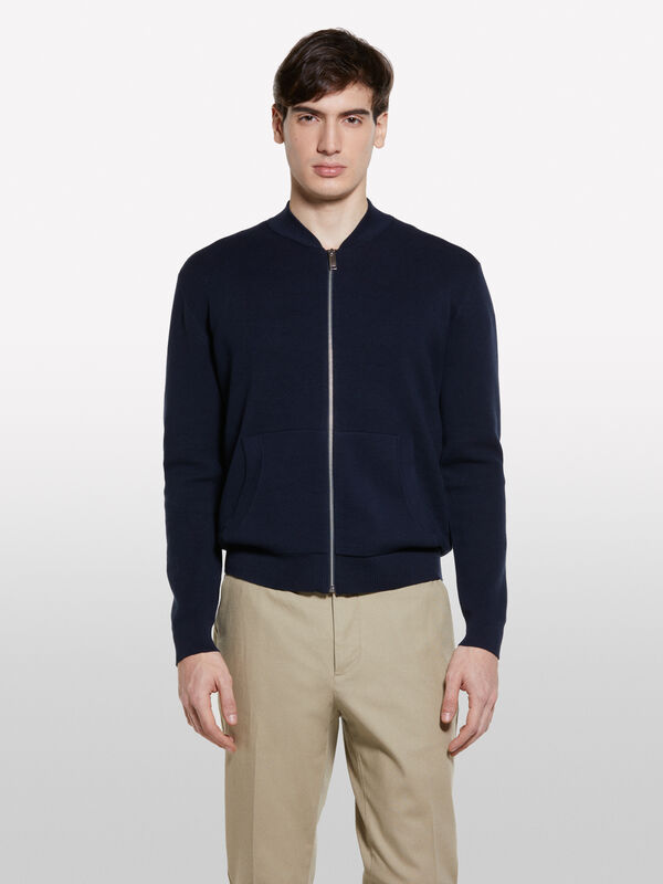 Cardigan blu scuro con zip  - cardigan da uomo | Sisley