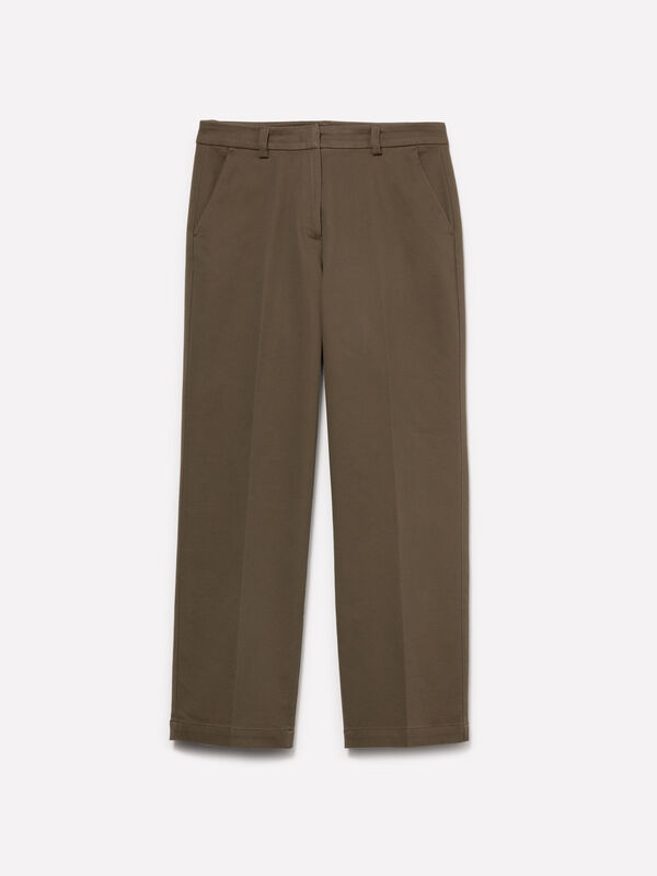 Pantaloni verde militare a vita alta - pantaloni regular da donna | Sisley