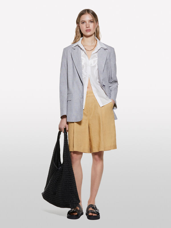 Blazer grigio chiaro in misto lino - blazer da donna | Sisley