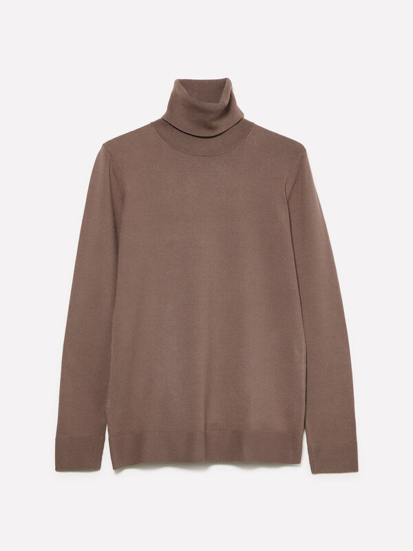 Maglia dolcevita marrone regular fit - maglie collo alto da donna | Sisley