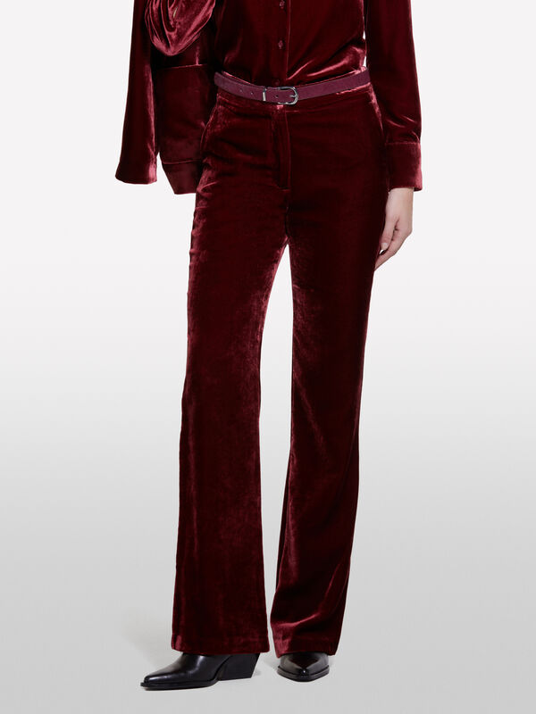 Pantaloni bordeaux in velluto - pantaloni flare da donna | Sisley