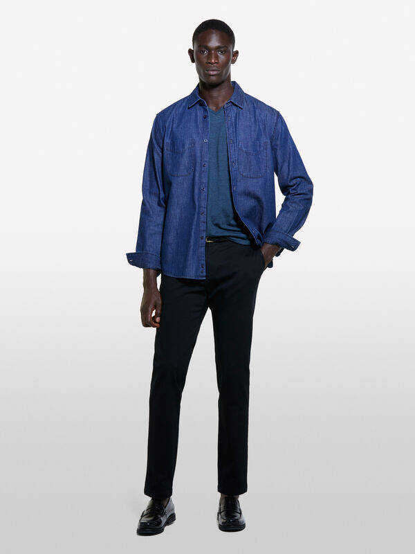 T-shirt tinto filo blu scuro - t-shirt a manica corta da uomo | Sisley