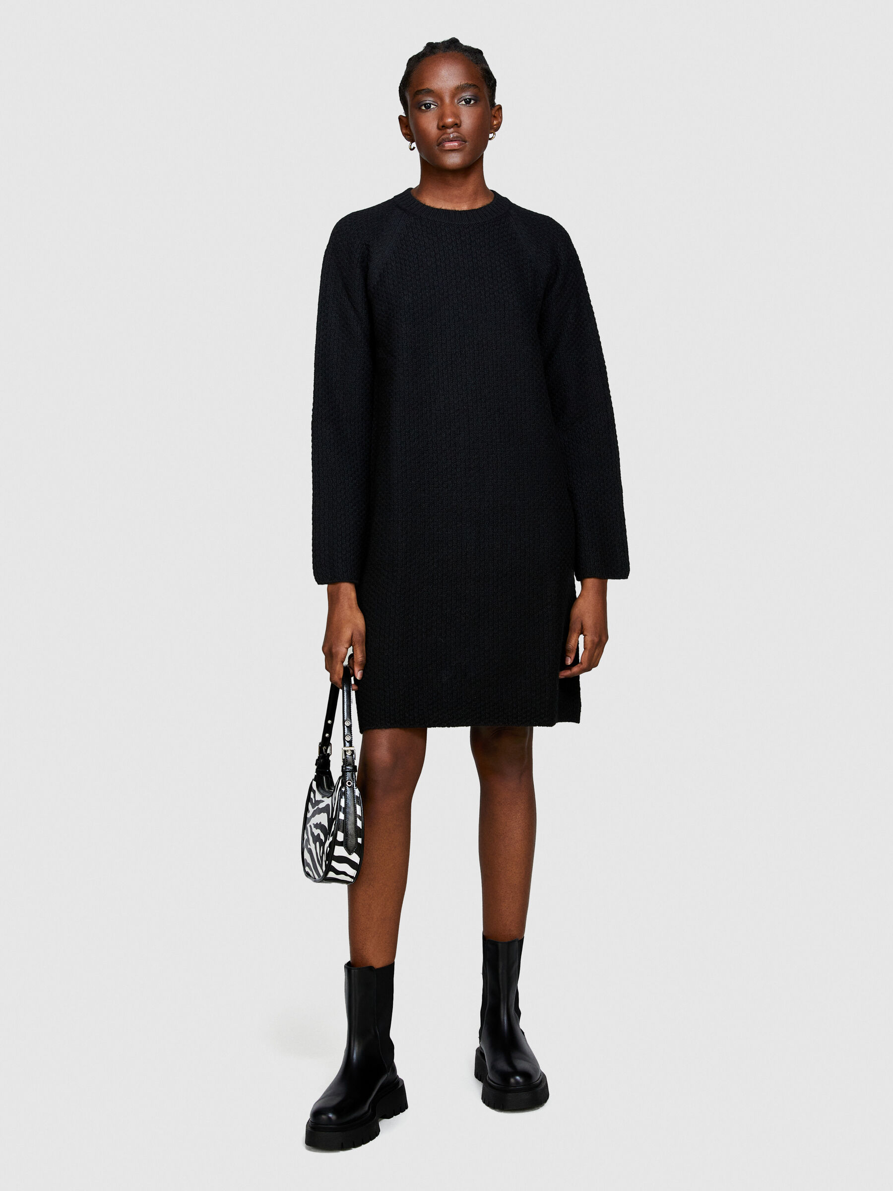 Vestito corto in maglia Nero Donna Sisley