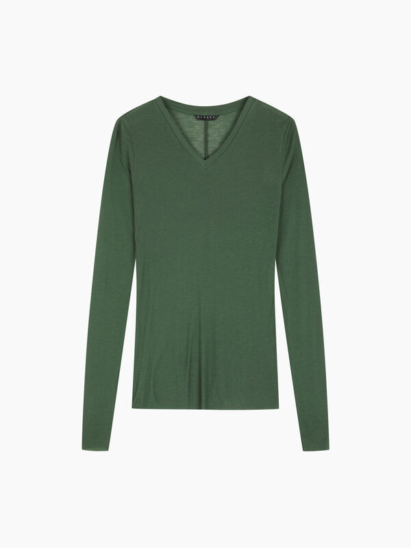 T-shirt scollo a V aderente - sisley k  t shirt manica lunga | Sisley K