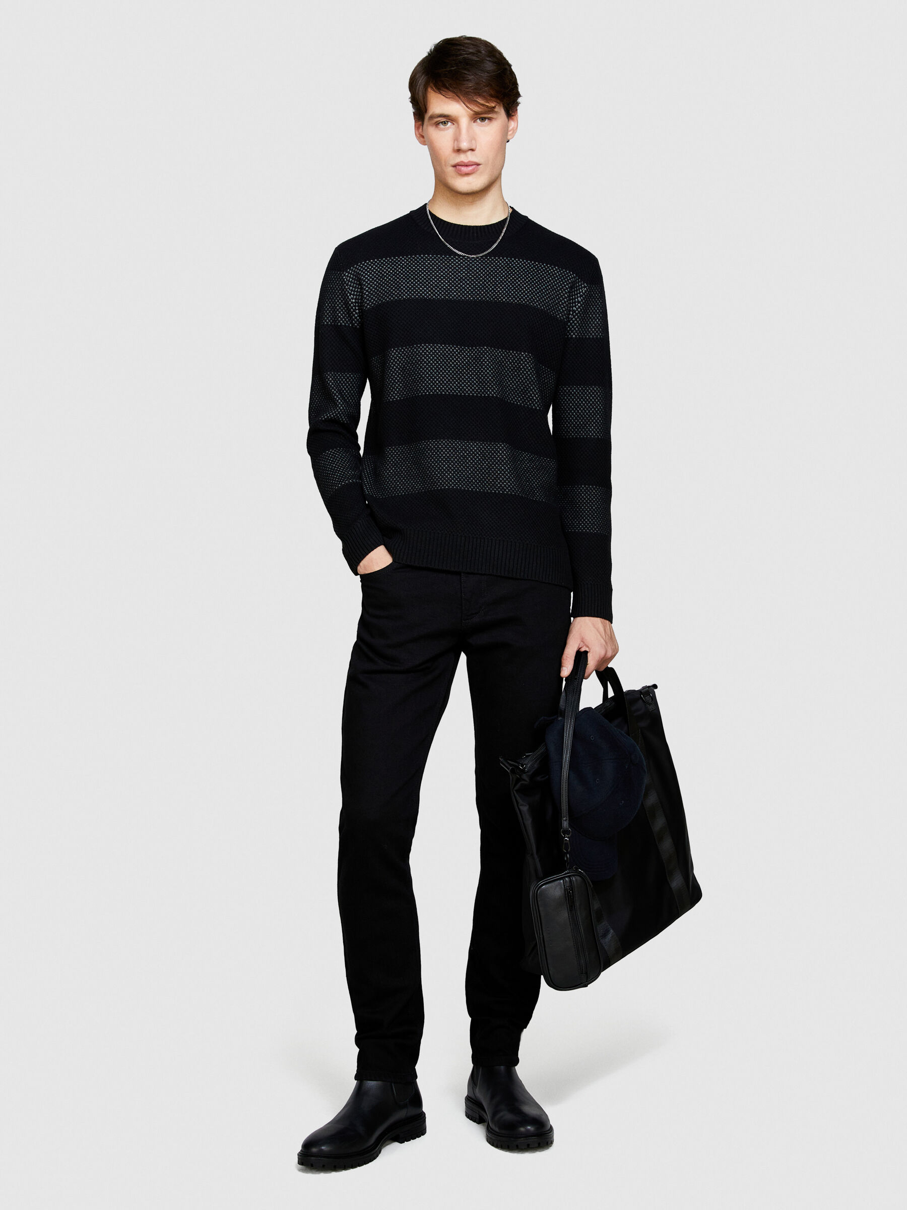 Maglia maniche lunghe a righe uomo hot sale