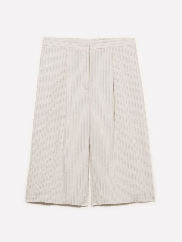 Bermuda bianco panna rigati - pantaloni shorts da donna | Sisley