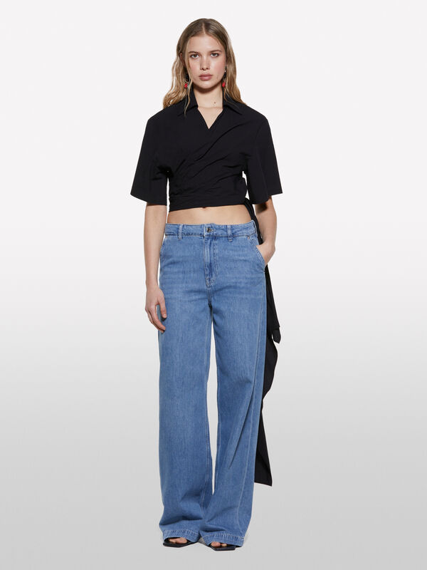 Jeans wide fit chiaro - jeans palazzo da donna | Sisley