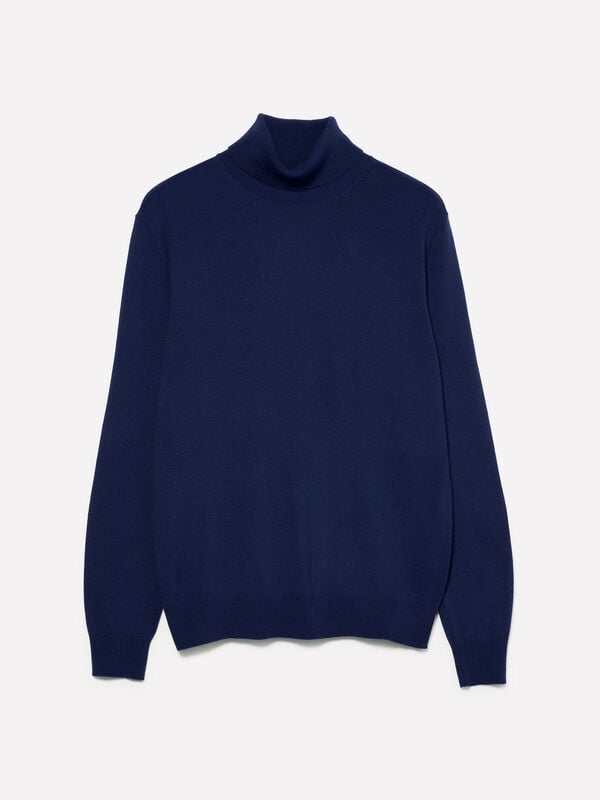 Maglia blu navy con collo alto Maglia blu navy con collo alto - maglie collo alto da uomo | Sisley