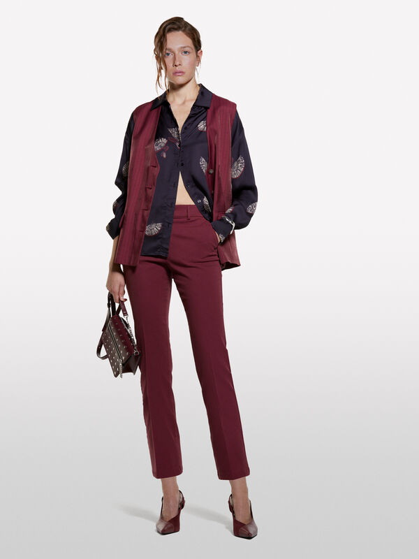 Camicia navy in raso con stampa fantasia Camicia navy in raso con stampa fantasia - camicie da donna | Sisley