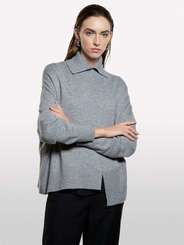 Maglia asimmetrica con collo alto  - maglie collo alto da donna | Sisley