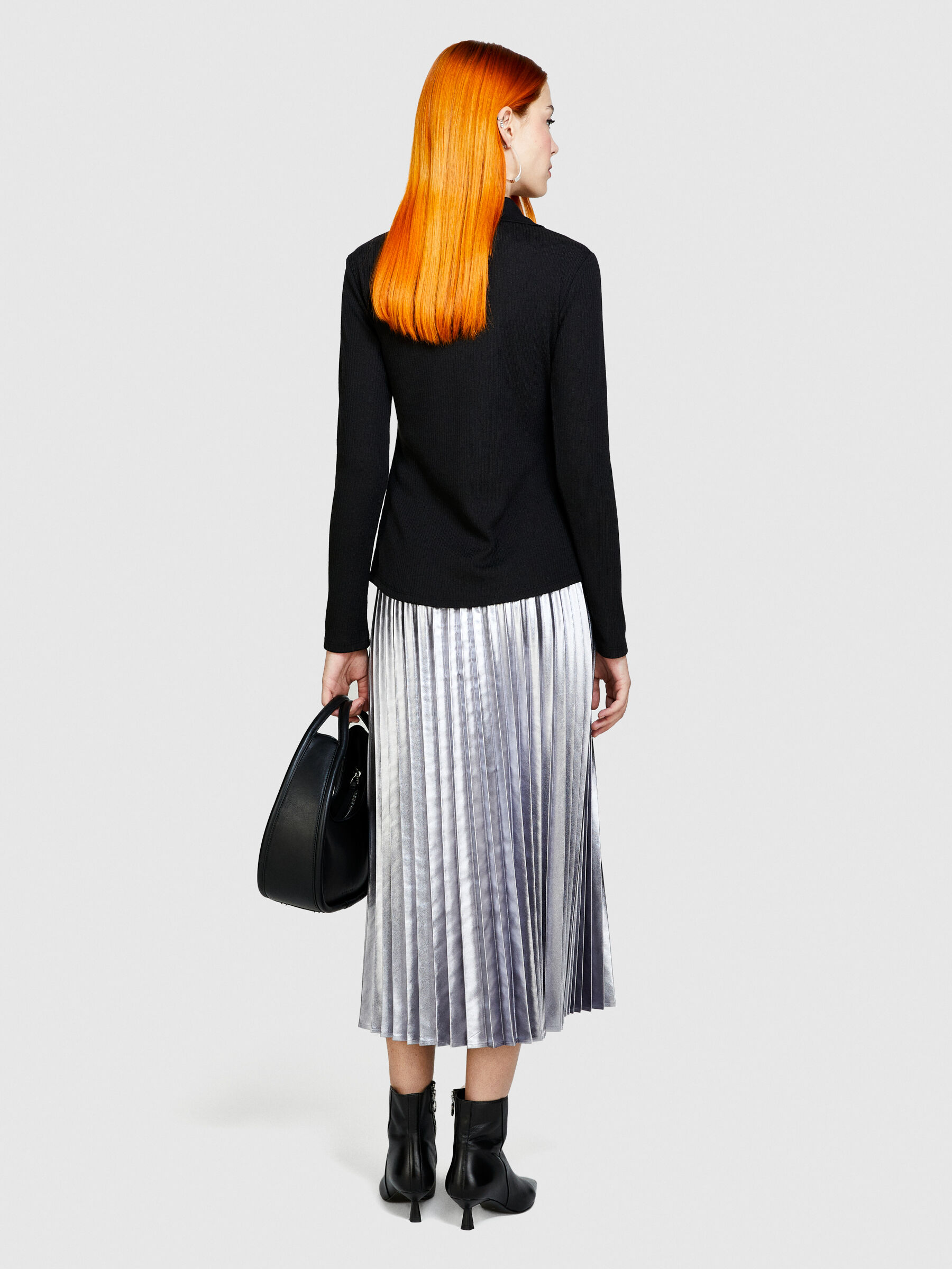 Gonna pliss laminata Argento Donna Sisley