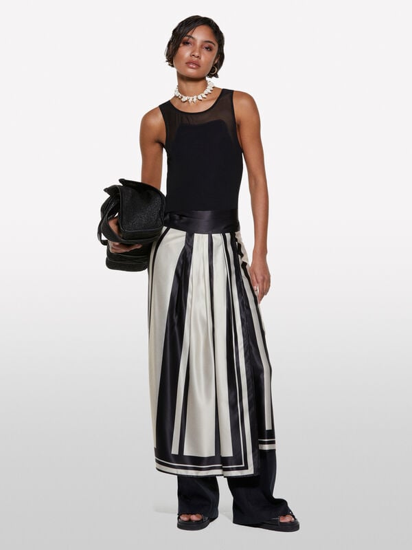 Canotta nera con tulle - top da donna | Sisley