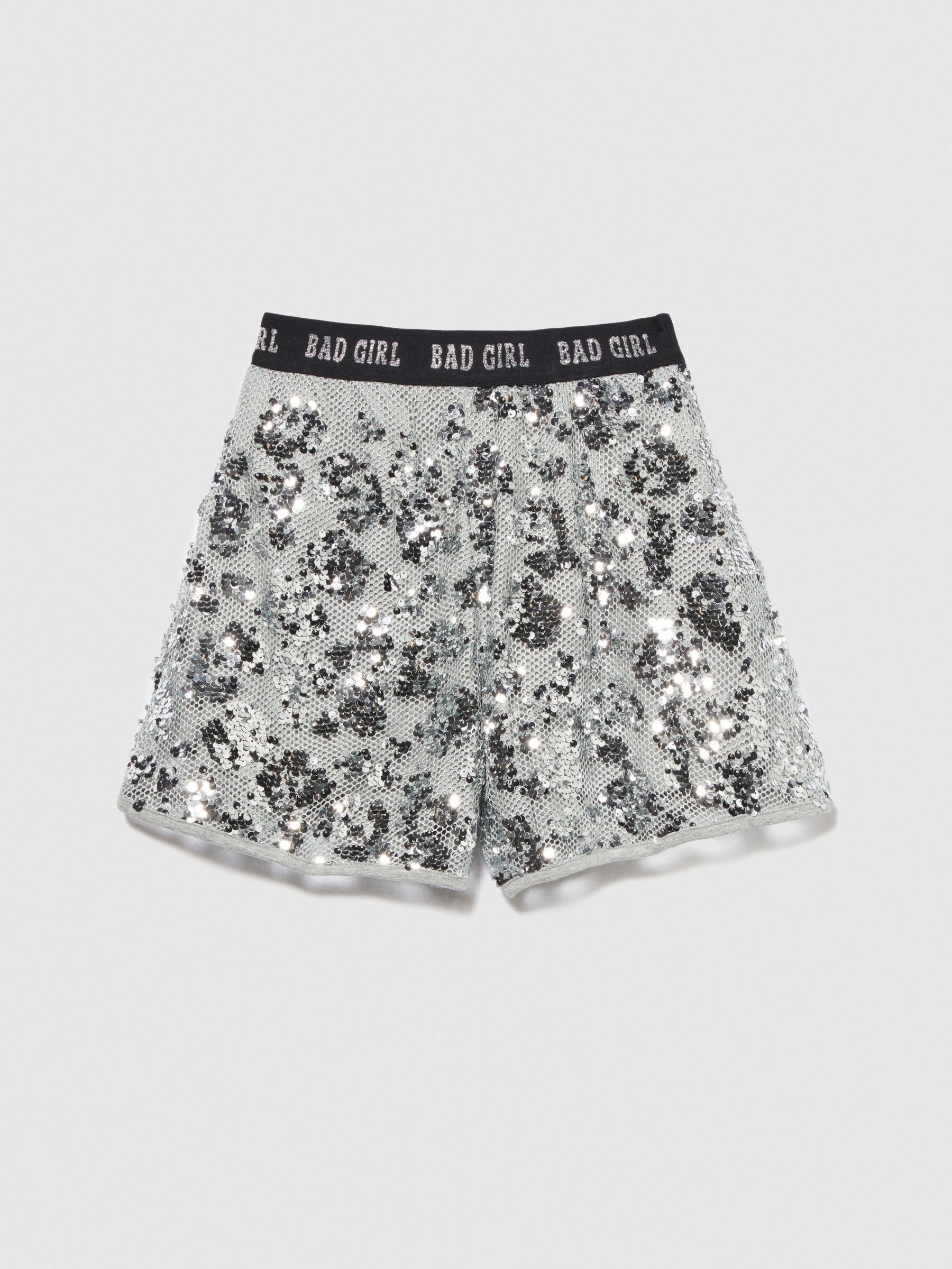 Shorts in rete e paillettes Argento Bambina Sisley